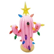 Mother's Day Sale Clearance - Cactus Christmas Tree With Lights Lighted Resin Ceramic Christmas Tree Vintage Christmas Cactus Decor Light Up Christmas Tree Cactus For Xmas Home Tabletop Decorations